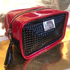 Patent leather stud makeup bag